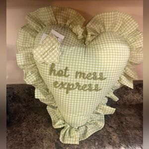 NWT VIRAL Hot Mess Express Embroidered Valentine’s Pillow.